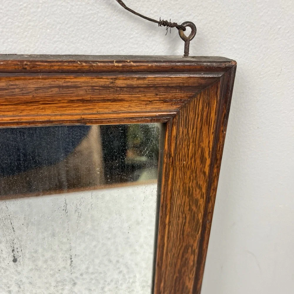 Dwelle-Kaiser Co Antique Mirror Wood Frame Distressed Gallery Wall Hanging